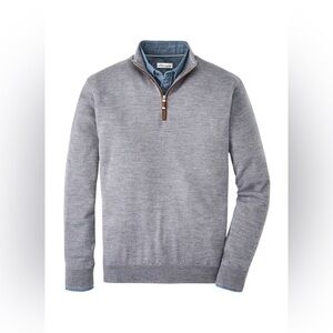 Peter Millar Autumn Crest Merino Wool Suede Trim Quarter-Zip Sweater XXL $248